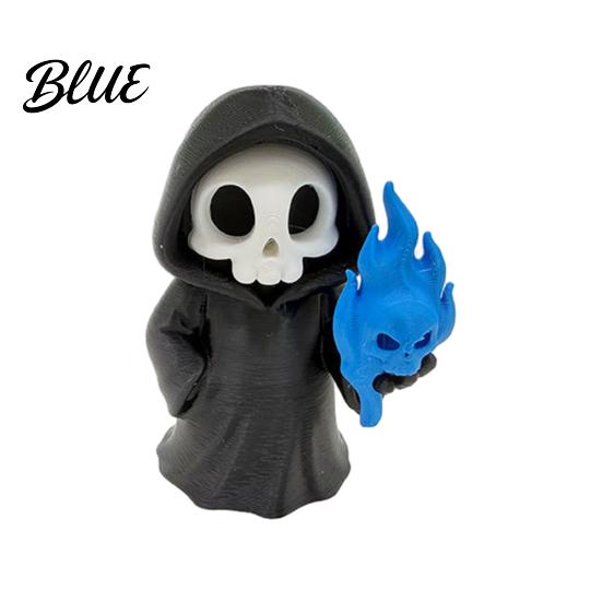 Dark Fantasy Decoration Mini Grim Reaper Statue 3D Printed Halloween Skull Statue Figurine for Tabletop Desk Shelf Home Decor