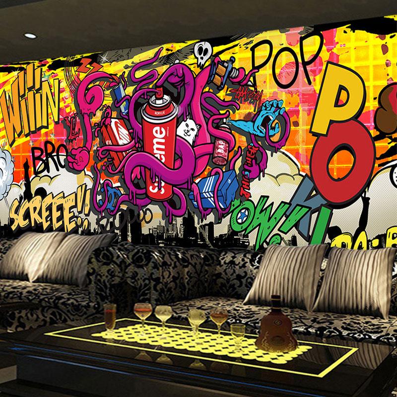 Graffiti Wallpaper Creative 3d Wallpaper Ballroom Background Decoration Mural Sports Gym Hip Hop Studio Wallpaper