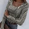 2026 Spring/Summer New Striped Long-Sleeve Top U-Neck Fashion Trend Slim-Fit Women's Clothing