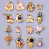 Vintage Girl Pendant 16pcs/Lot Mix Chinese Gold Color Enamel Astronaut Flower Butterfly Heart Bead Charm For Jewelry Making Bulk