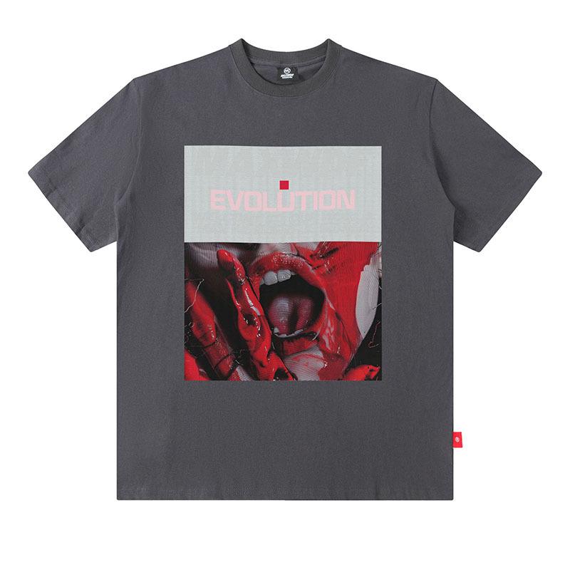 American Retro Trendy T-Shirt Men'S Oversize Hip-Hop Portrait Printing Casual Cotton Short-Sleeved T-Shirt Men'S