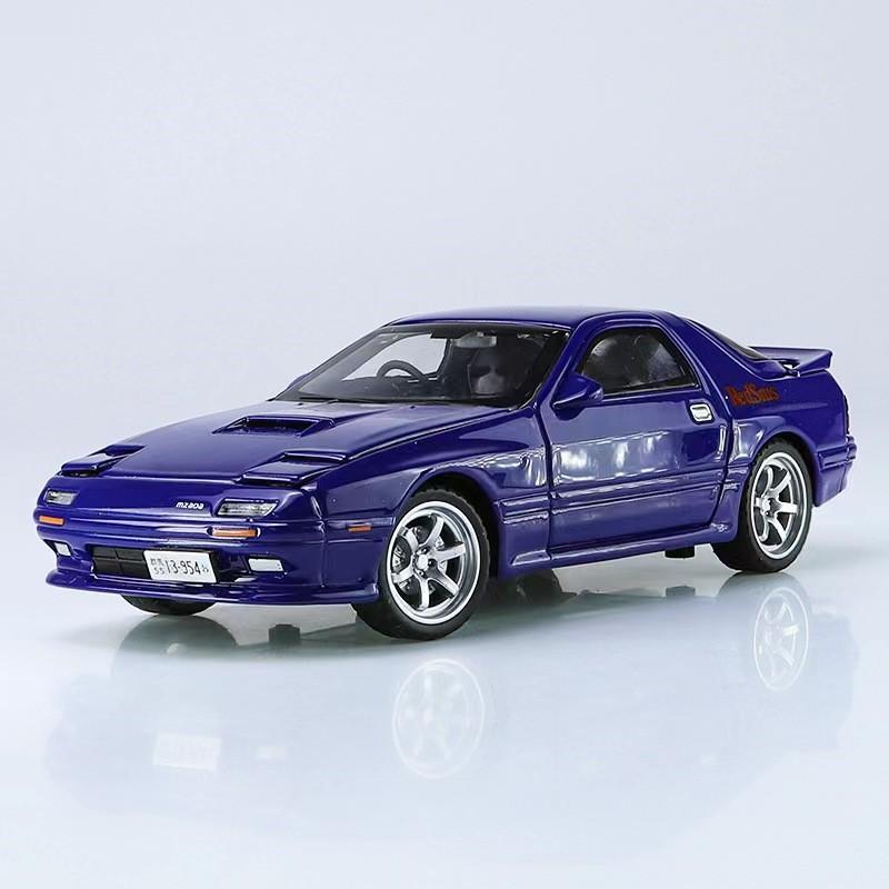 1/32 Scale Mazda RX7 FC INITIAL D Alloy Car Model Diecasts Metal Toy Vehicle Sound and Light Car Toys for Boy Children Gift