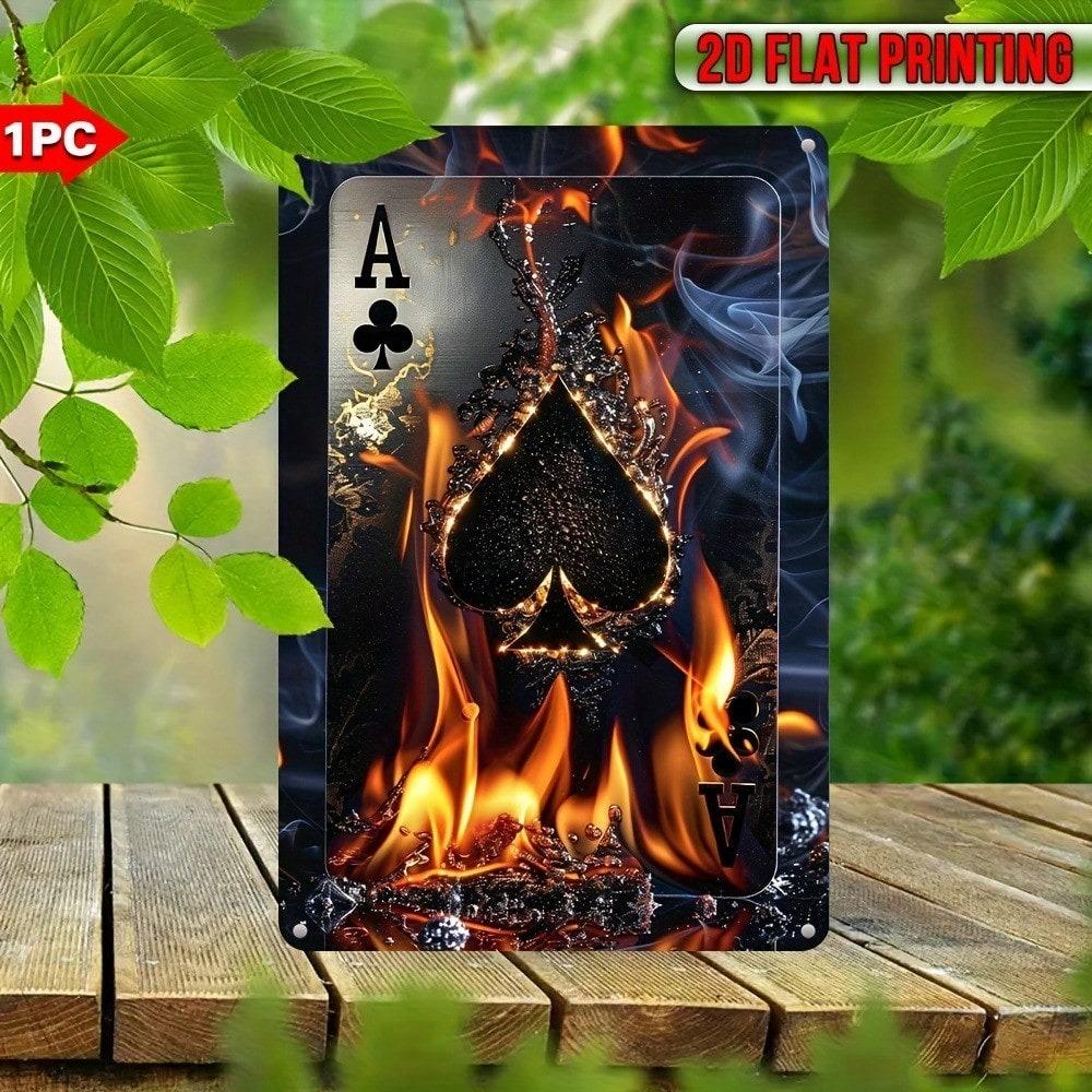 Ace Of Spades Metal Sign Vintage UV Print Iron Wall Art Home Bar Man Cave Decoration Pre Drilled Waterproof Weather Resistant