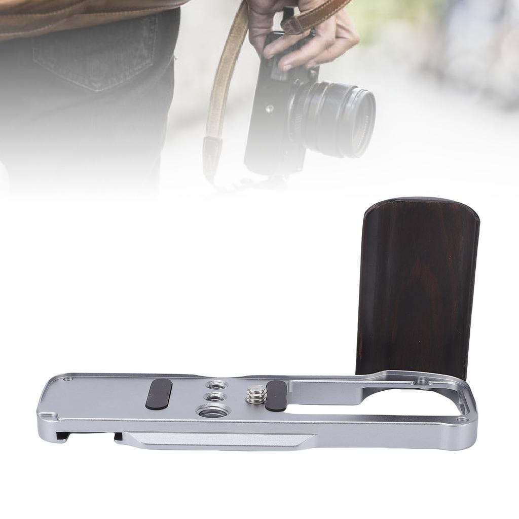 L Bracket Handgrip Fit for X 100VI Camera Aluminum L Shape Quick Release Plate with Wood Grip 1Celsius4 Inch Screw Hole