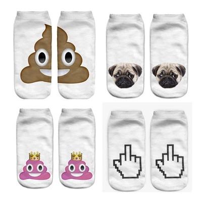 1Pair 3D Lovely Funny Sock Shit Dog Printed Socks Unisex Low Cut Ankle Sock