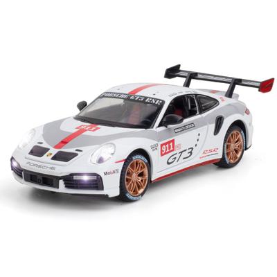 1/24 ölçekli 911 GT3 RSR spor pres döküm model araç oyuncak, çocuklar için ses ve ışık ile geri çekin oyuncak araç yürümeye başlayan erkek kız hediye koleksiyonu