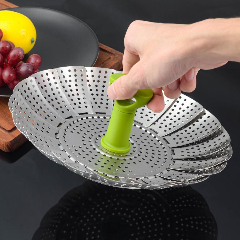 9/11Inch Stainless Steel Lotus Steaming Tray Folding Food Steamer Vegetable Fruit Food Basket Mesh Steamer Rack Cooking Cookware