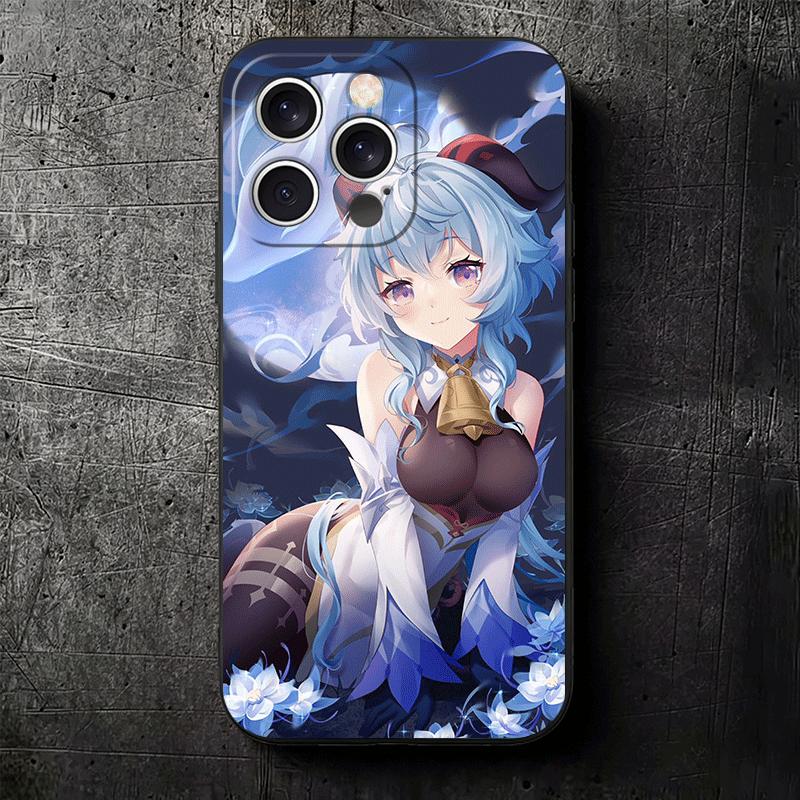 Genshin Impact Ganyu Soft Phone Case for iPhone 16 16E 17 Air 15 Pro Max 14 Plus 13 Mini 11 12 7 Black Cover Back Shell