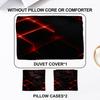 3pcs Red Glowing Geometric Cubes Print Duvet Cover Set – for Kids Gift 100%Polyester, Soft, Breathable for Bedroom Decoration