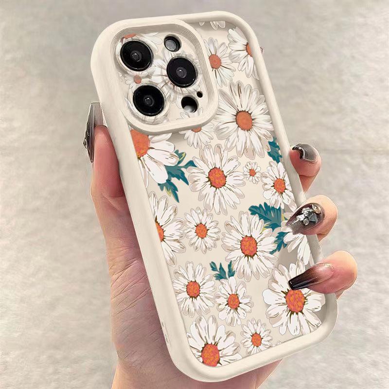 Sonnenblumen-Mode-Design Handyhülle iPhone 15 Pro Max 11 12 13 16 14 Plus Silikon Stoßfeste Hülle Linsenschutzschale