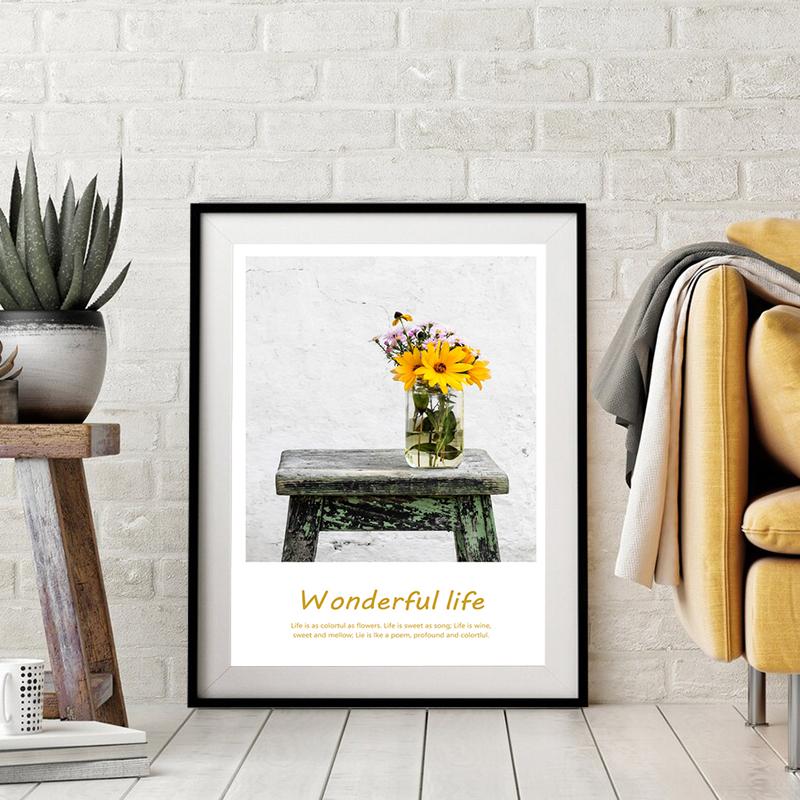 Nordic Minimalist Sunflower Chrysanthemum Posters Prints Wall Art Pictures Wonderful Life Canvas Painting Living Room Home Decor