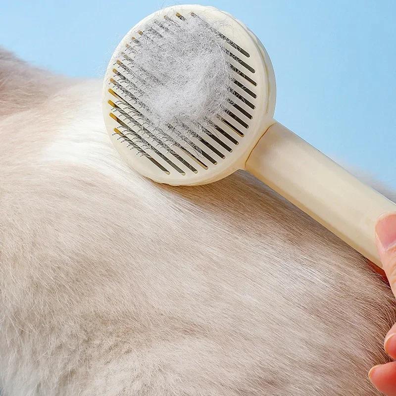 Pet Comb De-shedding Self-Cleaning Dog Cat Massage Wire Brush Hair Removal Tool for Pet Grooming