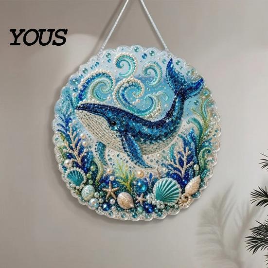 DIY Mosaic Craft for Adults Coastal Faux Pearl Painting Kit, Ocean Theme Art Stress Relief Creative Activity Sparkling Sea Animal Ornament