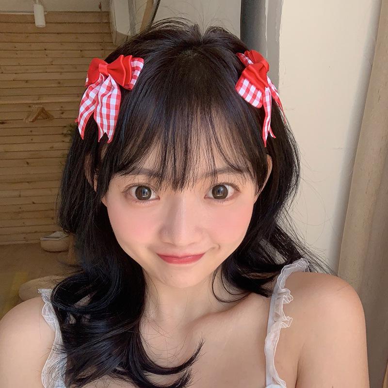 

Вишневый кружевной бант для волос: Сладкая Лолита Двухслойная заколка-клубничка