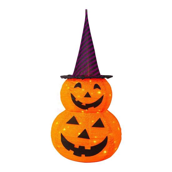 3FT Halloween Collapsible Pumpkin Decoration Battery Operated Light Up Pumpkin Light Pop Up Jack-o-Lantern for Indoor Outdoor Yard Porch Holiday Decor