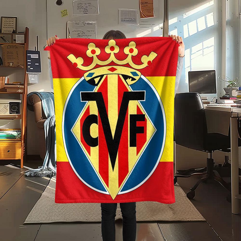 Coperta in Flanella con Logo Villarreal, Alta Qualità, Confortevole per Tutte le Stagioni, Decorazione per la Casa, Calore e Comfort