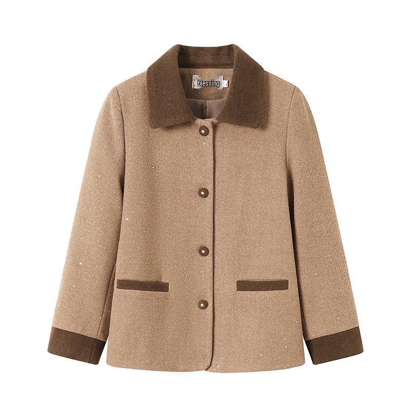 Women's Spring Woolen Lapel Coat - Stylish Thin Cardigan for Mothers