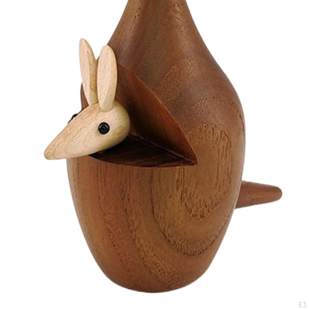 Kangaroo Statue Animal Figurine Funny Small Ornament Crafts Home Decor Wood Sculpture Tabletop