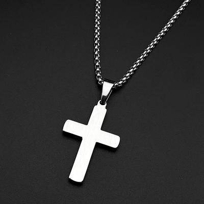 Minimalist Cross Pendant Rhinestone Pendant Necklace for Men Women Stainless Steel Christian Hip Hop Chain Faith Jewelry Gift