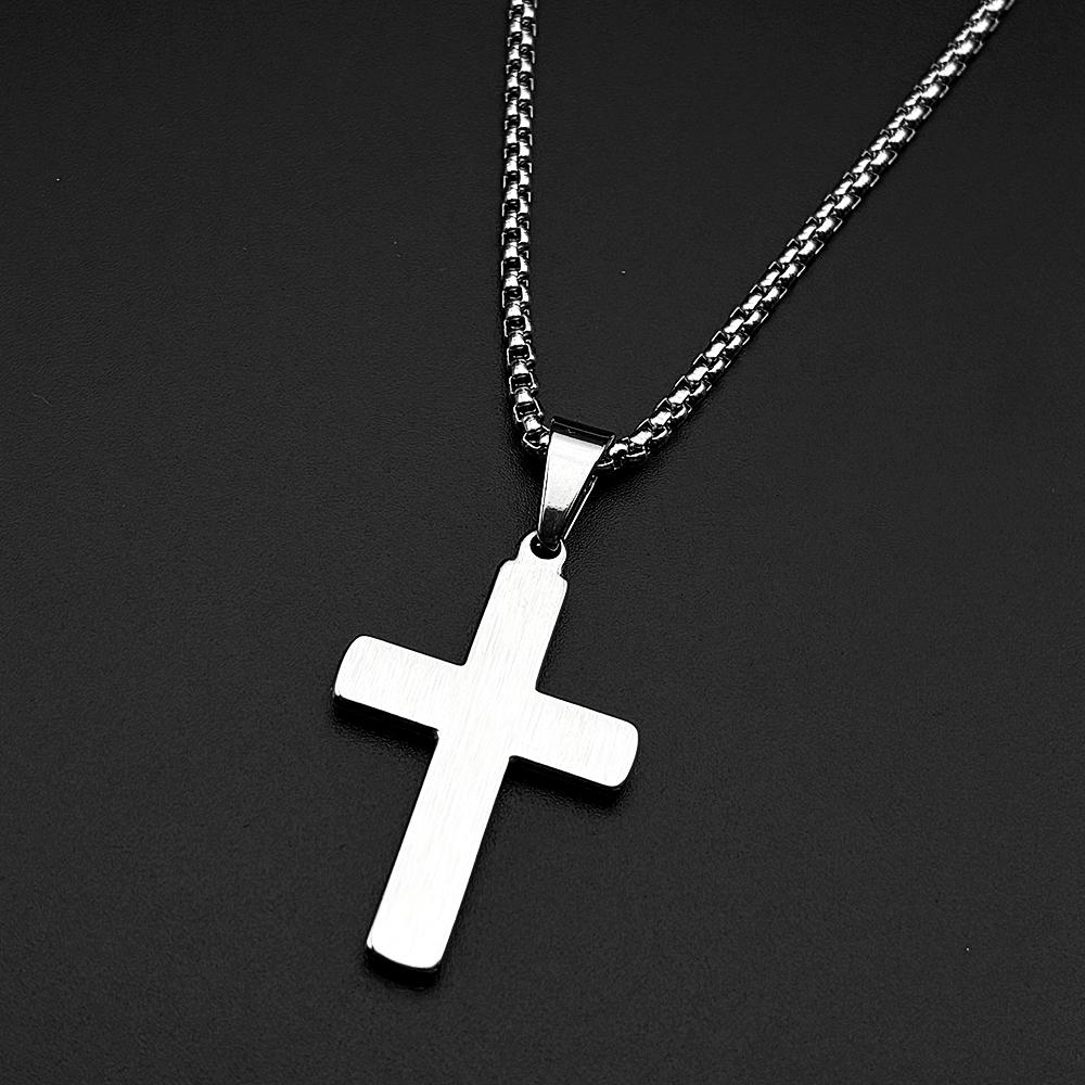 Minimalist Cross Pendant Rhinestone Pendant Necklace for Men Women Stainless Steel Christian Hip Hop Chain Faith Jewelry Gift