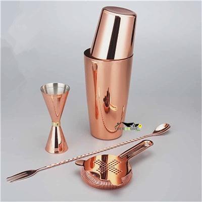Cocktail Shaker Bar Set Shaker Barware Set - 4 Pieces Bartender Kit Include Shaker, Jigger,Strainer & Spoon Barware