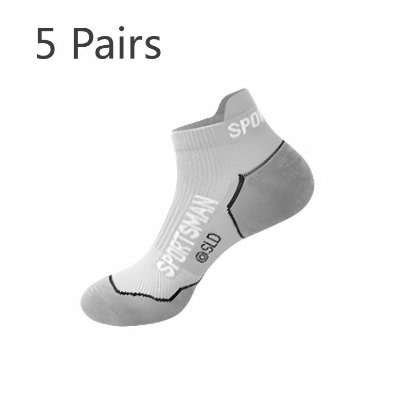 

5 пар мужских носков из чистого хлопка с дезодорантом для профессионального спорта, марафона, баскетбола, бега, лодки 5 Pairs серый