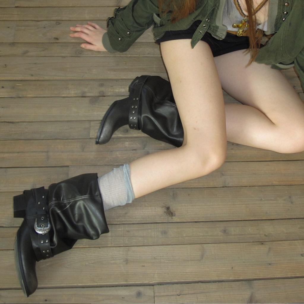 Niche Design Pleated Western Cowboy Short Boots Autumn Women'S Heap Boots Thick Heel Pointed Knight Boots Pant Tube Boots