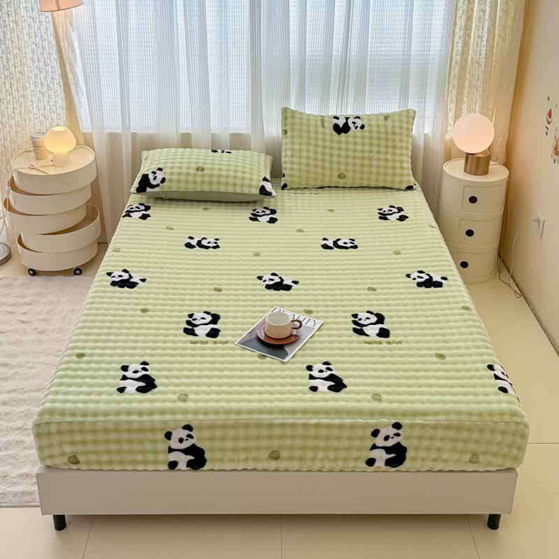 Warm Thick Bed Sheet for Winter Single/Queen/King Fleece Pluffy Fitted Bed Sheet Cartoon Mattress Cover(pillowcase need order)