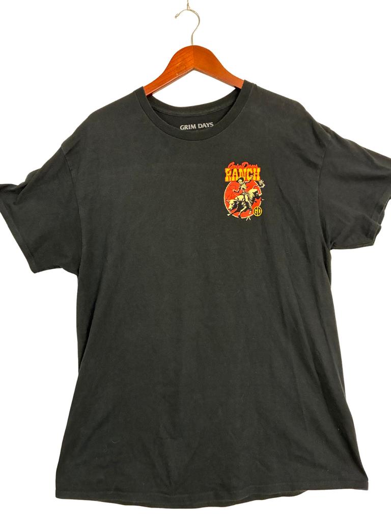 Grim Days Ranch Dust Kickers T Shirt Mens XL Black Skeleton Bull Graphic Tee Unisex T-Shirt