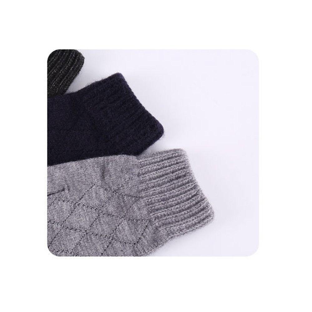 Wollgestrickte Vollfingerhandschuhe Winddichte Fleecehandschuhe Mode Radfahren Autofahren Fäustlinge für Winter
