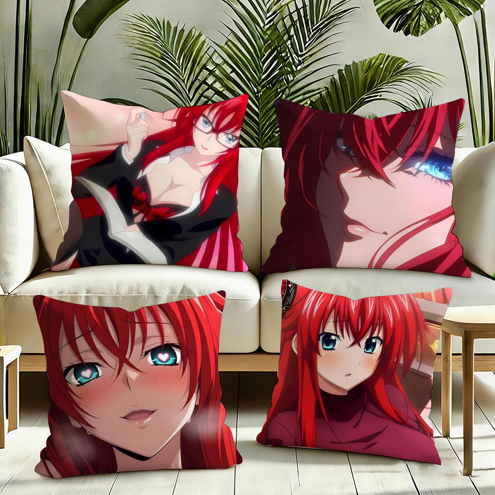 Anime SSchool DxD Cushion Cover Silky Short Plush Invisible Zipper Dustproof Sofa Pillow Case for Home Decor
