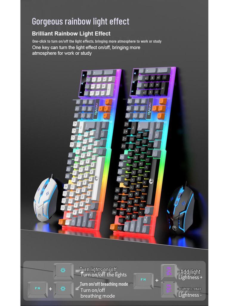 T26 Tri-Color Backlit Wired Gaming Keyboard and Mouse Set