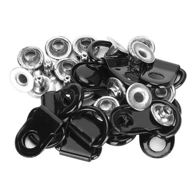 100 Set Schnürsenkel Haken DRing Öse Schnalle Messing Schuh Leder DIY Niet Werkzeug Glanz Schwarz 9x22mm
