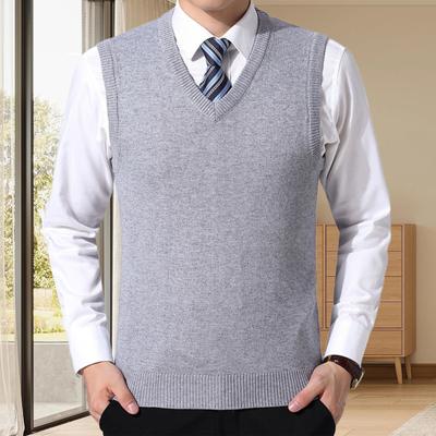 Erkek Yelek Kazak V Yaka Kolsuz Slim Fit Düz Renk Örme Kazak