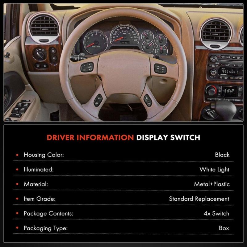 Steering Wheel Button Switch Assembly ABS Button Panel Replacement Steering Wheel Key Switches 21997739 Replacement