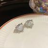 Cute Romantic Opal Heart Stud Earring for Women New Trend Multilayer Rhinestone Korea Earring Jewelry Accessories Girls Gift