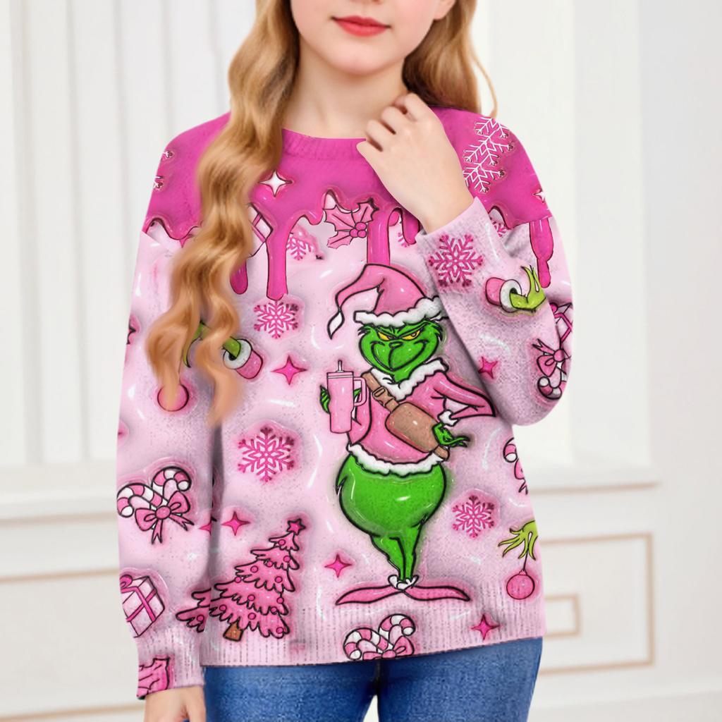 Christmas Day Sweatshirts For Children Boys And Girls Knit Sweater Cute Shirt Fall Crewneck Pullover Tops