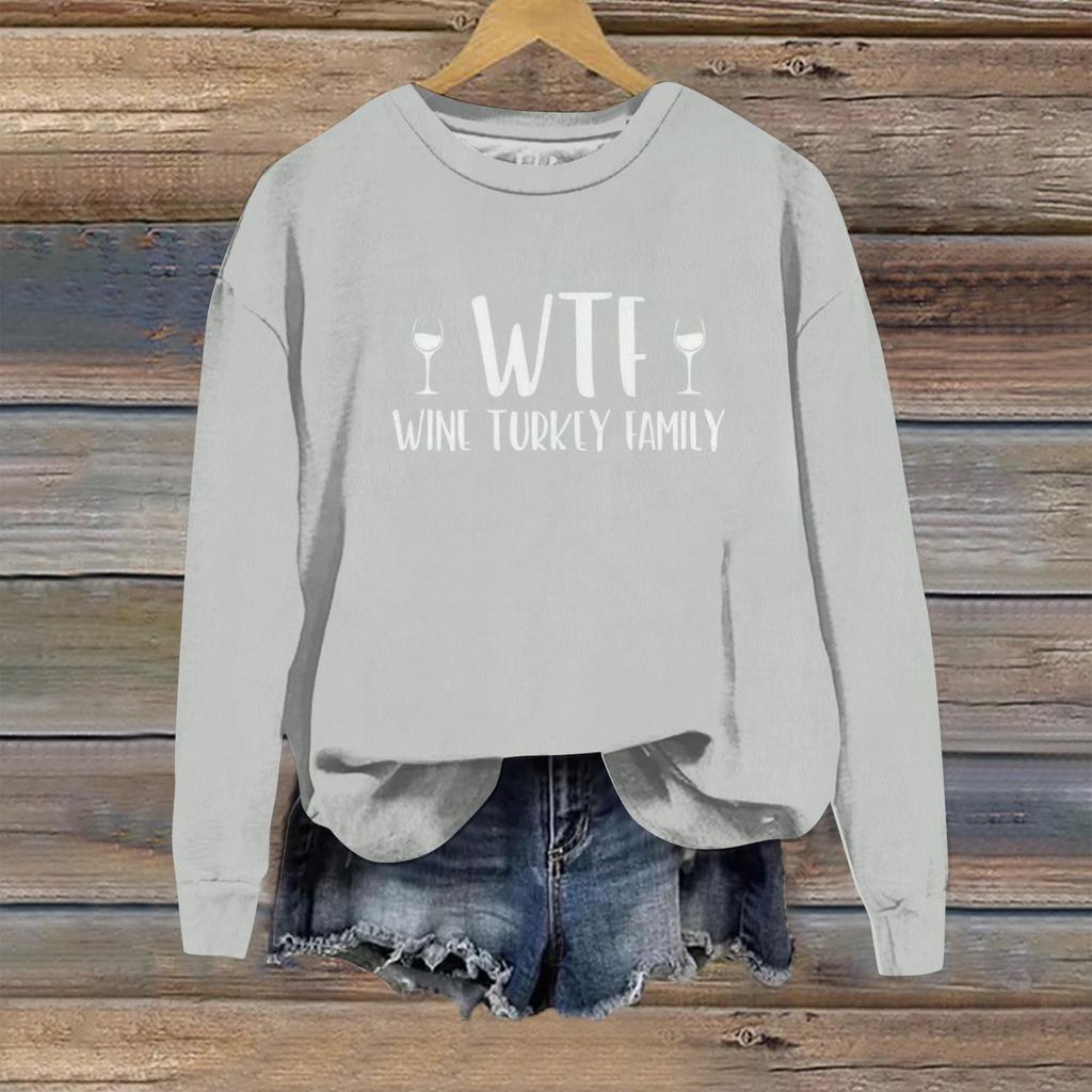 Women's Casual Loose Solid Color Easter Print Round Neck Long Sleeve Hoodie