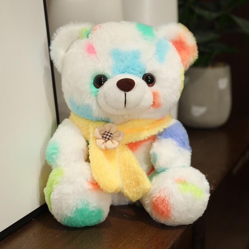 Cute Plush Teddy Bear Toy With Tie-dye Scarf For Kids Gift Wholesale