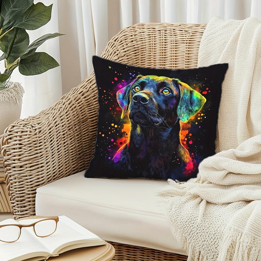 Jessica Chen Unisex Black Labrador Cushion Covers Bedroom Sofa Square Pillowcase Living Room Chair Pillow Covers Print Home Decor Gift