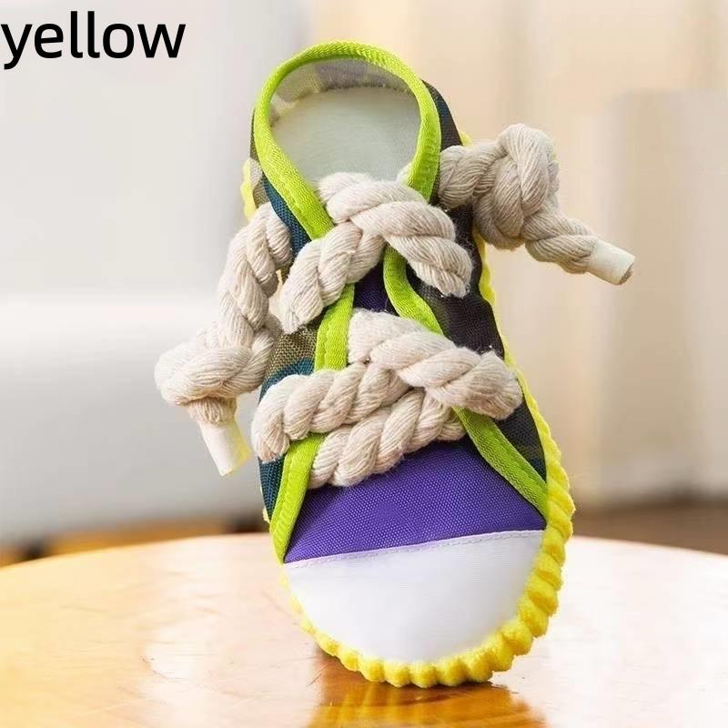 Dog Toy Squeaky Slipper Chewing Dental Rope Knot Corgi Teddy Boredom Buster Pet Energy Burner