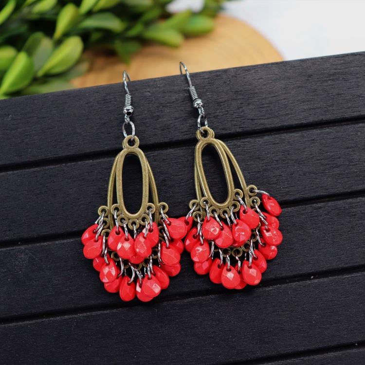 Handmade Retro Exquisite Water Drop Fringed Earrings Women's Long Versatile Temperament Earrings Smart Personality Show Face Thin Earrings