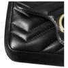 Gucci GG Marmont Black Leather Chevron Quilted Mini Chain Crossbody Bag For Women Daily Use