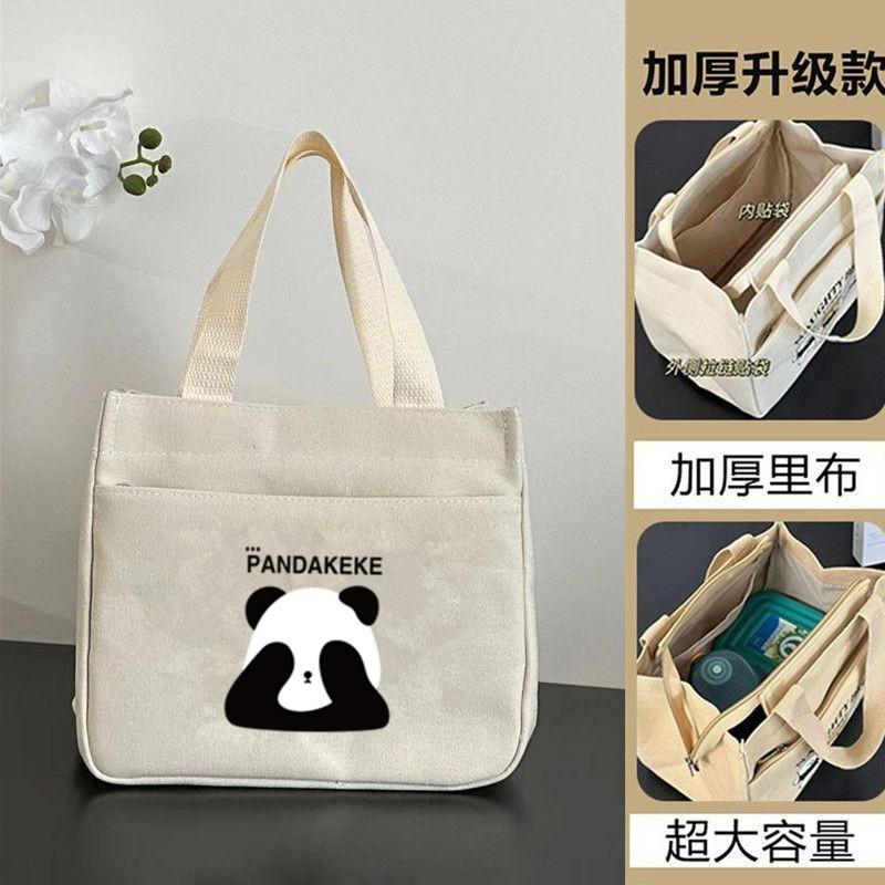 Canvas handbag large capacity simple office worker cartoon versatile lunch box mommy with rice bento bag