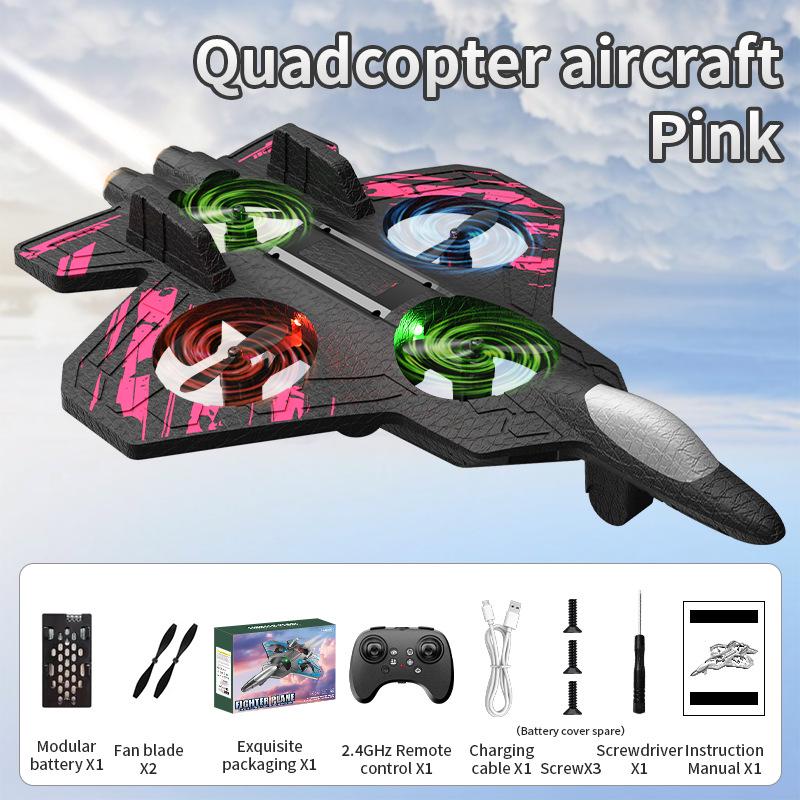 Remote Control Stunt Fighter Foam Airplane Drone for Kids