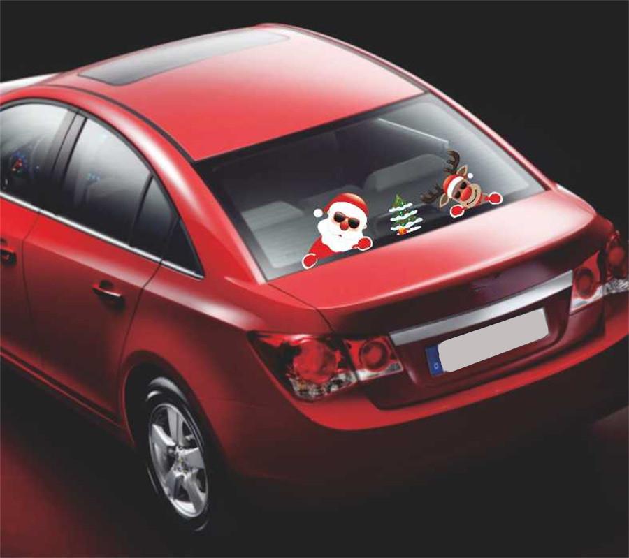 Christmas Decoration Car Sticker Decal Santa Claus  Moose Xmas Tree Sticker Trim