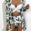 2026 Swimsuit Female Sexy Bikini Sexy Mesh Sunscreen Split Three-piece Printed Swimsuit