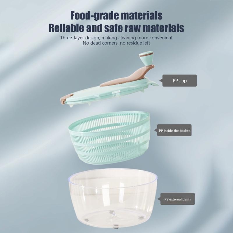 Salad Spinner with Clear Serving Bowl Lettuce Dryer Spinner Fruit and Veg Wash Drainer 25cm for Salad Preparation