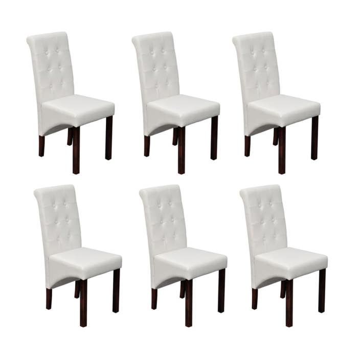 VidaXL 6x Chaises de Salle à Manger Cuir Artificiel Blanc Siège Meuble Cuisine 160317