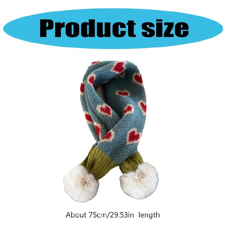 Children Knitted Scarf Soft and Warm Heart Pattern Neck Warmer Fashionable Autumn Winter Various Outfit Neck Gaiter